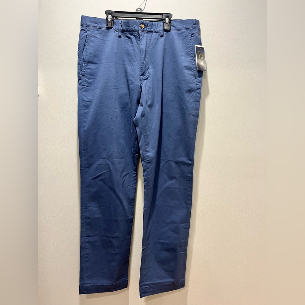 NWT Polo Ralph Lauren Men's Stretch‎ Straight Fit Chino Pants, Blue, 34Wx32L